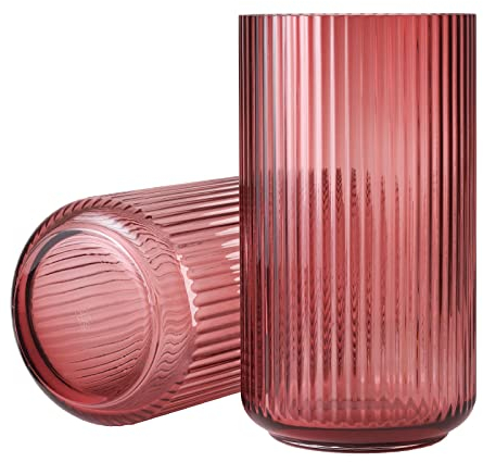 Lyngby Designer Vasen aus mundgeblasenen Glas in Burgundy, 31 cm