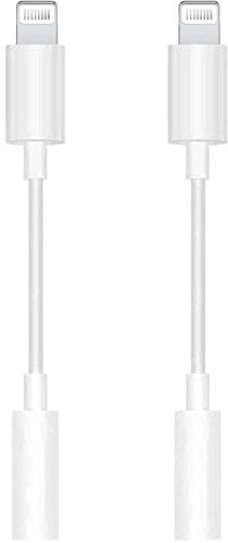 Lot de 2 adaptateurs Lightning vers Prise Casque 3,5 mm pour iPhone, [certifié Apple MFi] Adaptateur de câble auxiliaire avec iPhone 14/13/12/11/X/XR/XS/8/7