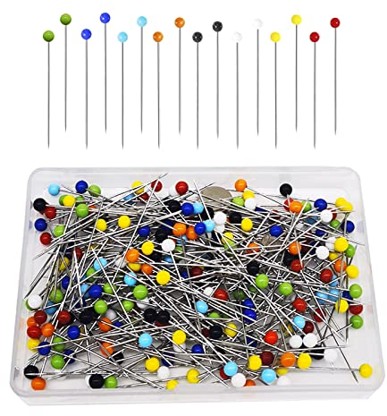 Urmspst Stecknadeln mit Kopf, 250 Stück Stecknadeln 38mm Glaskopfstecknadeln für Stoff, Schmuck, Basteln, Basteln und Nähprojekte (Farbenfroh)