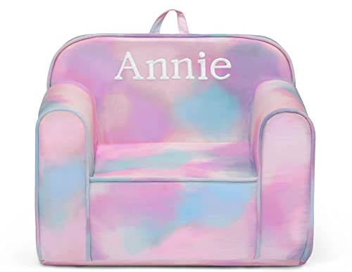 Delta Children Personalized Cozee Chair – Customize with Name – Foam Kids Chair for Ages 18 Months and Up, Tie Dye