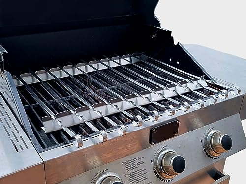 Schaschlikaufsatz Grillspieße Spießaufsatz Spießhalter Gestell für Gasgrill/Kohlegrill mit Schaschlikspießen Edelstahl 353mm 550mm 600mm 650mm 700mm (700 mm mit 14 Spießen)