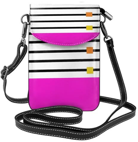 BeNtli Bolso bandolera para mujer, bolso bandolera de PU, bolso para teléfono móvil, bolso de hombro pequeño,Rayas De Colores En Fucsia