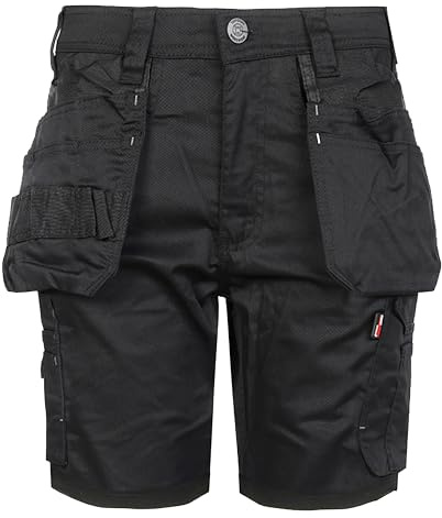 TuffStuff - Proflex Work Shorts, 38 Waist (Black) - Slim Fit, 8 Inseam, Stretch Fabric, Triple-Stitched, Reinforced Tool Pockets, YKK Zip - Durable Easy Care Summer Workwear - Functional Design