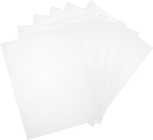 Feuilles de Toile en Plastique pour Point de Croix 30 * 20 cm - Grille pour Broderie, Artisanat, Tricot et Crochet - Transparentes, Paquet de 6