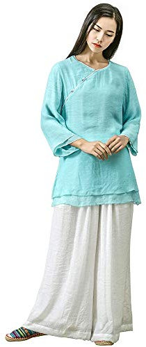 FGDIUCVN Kampfsportbekleidung Damen Tai Chi Kleidung Zen Meditation Uniform Seide Baumwolle Kung Fu Kleidung,B,M