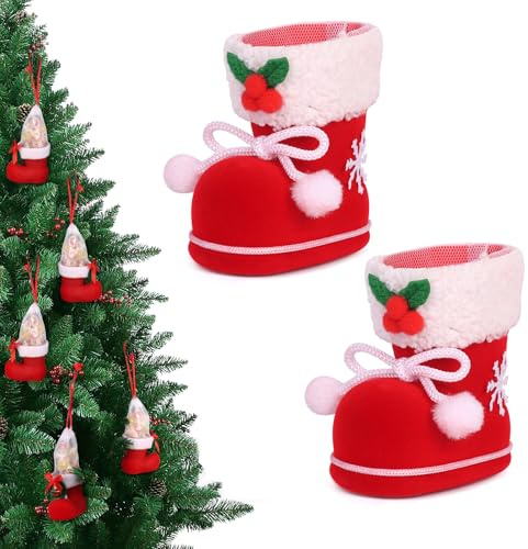 2 botas de Navidad bolsas de regalo de Papá Noel botas de forma envoltura bolsas de vacaciones bolsas de vacaciones a granel botas de Navidad bolsa de dulces de Navidad botas de Navidad bolsa de