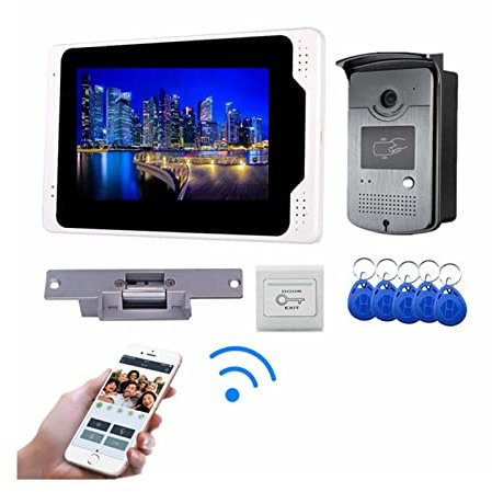 Video dörrklocka kamera, Video Intercom System Trådlös dörrklocka Tuya IP Video Dörrtelefon for Hem Lägenhet Pekskärm RFID-kort Fjärrupplåsning,Smarta hemenheter(UCYBO-701MEID11LOCK)
