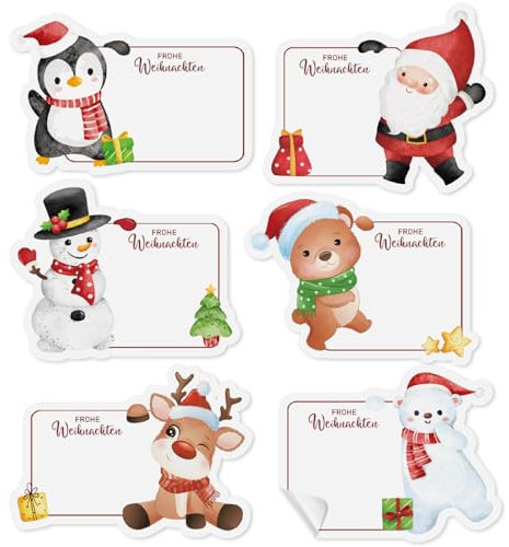 120 Stück Aufkleber Weihnachten Christmas Weihnachtsmann Geschenkaufkleber Beschreibbar Etiketten Selbstklebend Deko Marmelade Sticker Weihnachtssticker Weihnachtsaufkleber Klebeetiketten
