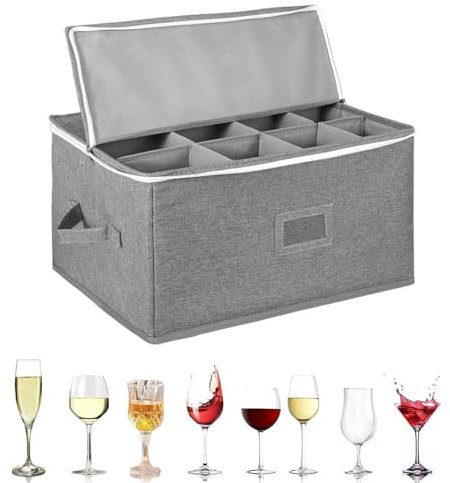 Krmoau Glaswaren - Contenitore per bicchieri da vino bianco, flauti da champagne,