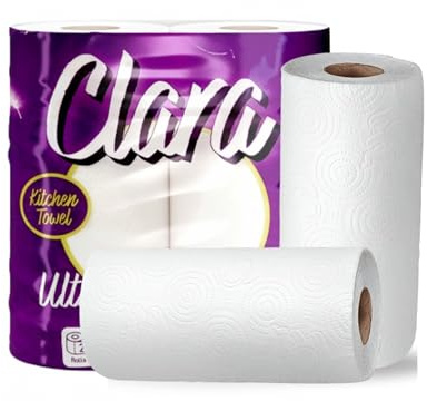 Ultra Absorbent 2 Ply Kitchen Rolls, 120 Sheets Per Roll, Extra Thick & Durable Kitchen Towels for Home, Office, Garage Embossed Paper Towels for Multipurpose Cleaning, Bulk Pack 2 Roll