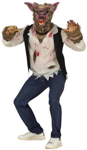 FIESTAS GUIRCA | Disfraz Killer Hombre Lobo Adulto - Camisa, Máscara y Pantalón - Disfraces de Hombre Lobo para Halloween, Carnaval y Fiestas de Terror - Ideal para Hombres
