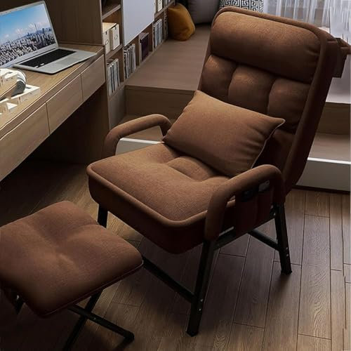 Sillón reclinable marrón con reposapiés, cómodo sillón para sala de estar con función reclinable, sillón de TV y silla de lectura para dormitorio, muebles elegantes y funcionales