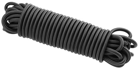 QWORK® Corda Elastica 5mm x 10m Nero - Resistente ai Raggi UV, Multiuso per Teloni e Attività Outdoor