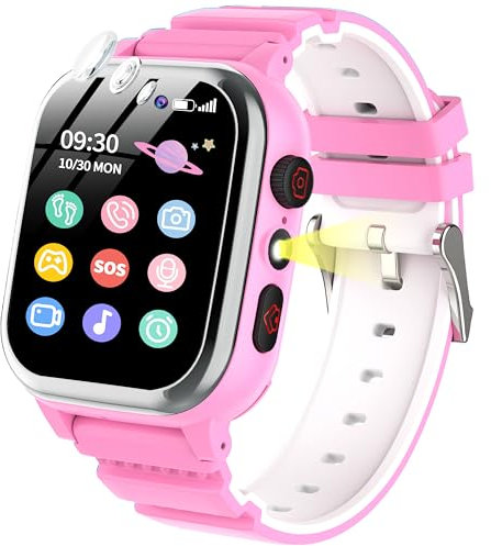 POKUJNFY Smartwatch Bambini 26 Giochi Contapassi Telefono SOS Fotocamera HD Video Player MP3 Musicale Sveglia Calorie Digitale Orologio Bambino Bambina Ragazzi e Ragazze