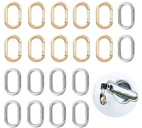 20 Chiusura Ad Anello a Molla, Moschettoni Ovali, Chiusure Per Gioielli, Chiusura Per Collane Connettori Per Catena Per Trovare Gioielli, Collane E Braccialetti (21mm, Oro, Argento)