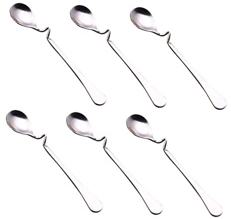 Homoyoyo 6pièces Lot De Cuillères à Café Courbées Pour Mélanger Café Expresso Lait Jus Ergonomique Acier Inoxydable