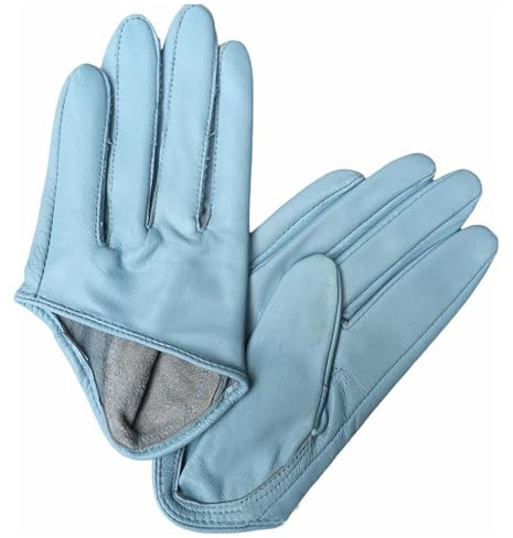 Heavyoff Femme Gants Courts en Cuir Demi-Paume Sans Doublure pour Conduite Moto Voiture Soirée