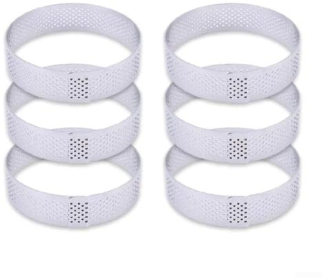 Juego de 6 anillos redondos perforados para tartas, mousse y postre de acero inoxidable 304 para moldes de anillo para hornear, capas y dar forma a pasteles, tartas y ratones (10 cm)