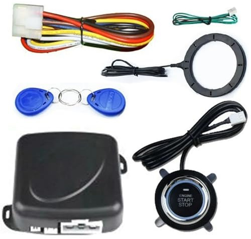 Sistema Alarma Antirrobo Coche Alarma antirrobo for Coche, Sistema de Arranque Inteligente con un Solo Toque, Sensor, inmovilizador, RFID, Bloqueo por Empuje Motor, 12V