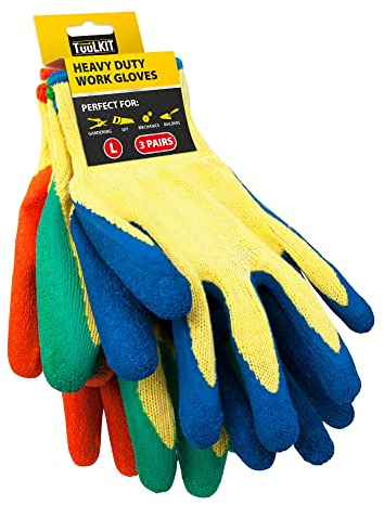 TUULKIT Gants de Jardinage Anti-épines pour Homme et Femme - 3 Paires - Travail, Bricolage, Construction (L)