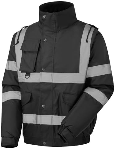 Stormway Mens Waterproof Two Tone Bomber Hi Vis Visibility Hi Vis Standard Safety Work Wear Jacket Black Large