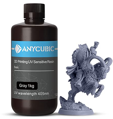 ANYCUBIC 3D Drucker Resin, UV 405nm Standard Rapid Photopolymer Resin, mit Hoher Genauigkeit und Schneller Aushärtung und Hervorragender Fließfähigkeit für den LCD DLP 3D Printer (Grau,1000g)