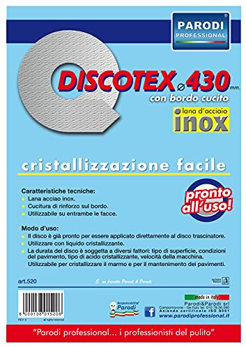 Discotex in lana di acciaio inox, disco per pavimenti con cucitura di rinforzo sul bordo, disco in lana di acciaio diam, 100% made in Italy