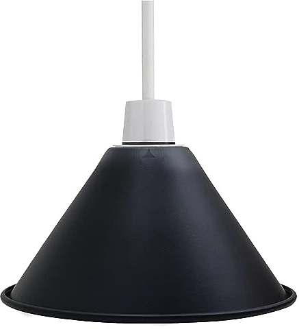 Modern Black Cone Pendant Light Shade Industrial Retro Easy Fit 18cm Ceiling Lampshade for Bedroom Kitchen Dining Room Restaurant Cafe