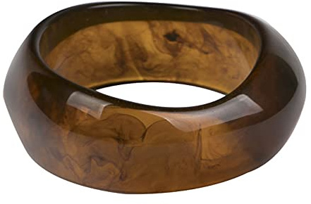 Caiyao Punk Multiple Color Acrylic Resin Irregular Geometric Bangle Bracelet Tortoiseshell Acetate Mottled Wide Chunky Cuff Bangle for Women Wristband Jewelry-Brown