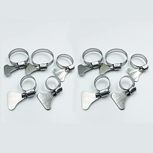 YiYFiT Jubilee,10 clip per tubo flessibile con vite a testa zigrinata, regolabili in acciaio inox 304, tipo farfalla, raccordi per tubi del gas domestici, idraulici di locomotiva per auto
