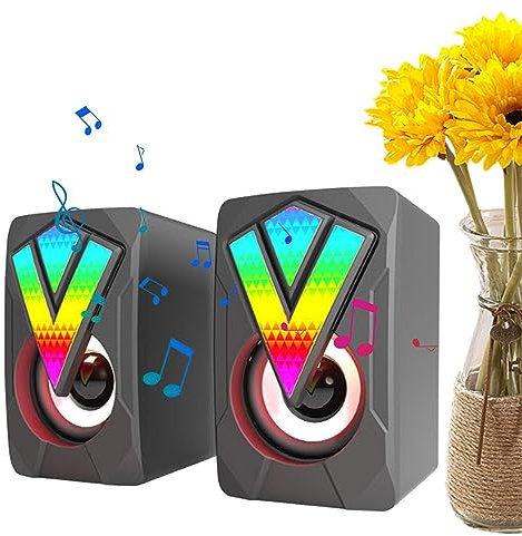 ZORQ Gaming Monitor Speakers - Multimedia Desk Speaker with RGB Lighting - USB Wired Speaker with Shining Lights Home Notebook