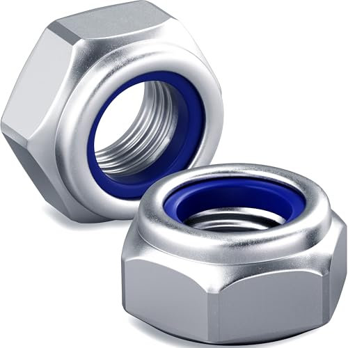 15PCS M8 Nylock Nuts, HOLMOL 8mm Locking Nuts, DIN 985 Stainless Steel M8 Self Locking Nut for Bolts, Nyloc Hexagon Nut for Lock Washers, Bolts, Screws