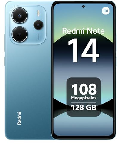 XIAOMI Redmi Note 14 - Smartphone de 8+128GB, Pantalla de 6.67 AMOLED FHD+ 120Hz, MediaTek Helio G99-Ultra, cámara de 108MP, TurboCharge 33W, 5500 mAh, Cargador no Incluido, Azul (Versión ES)
