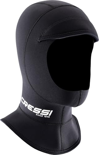 Cressi Guardian Peaked Hood Unisex 2mm L/4 - Cappuccio Unisex con Visiera in Neoprene Bifoderato 2mm, Progettato per Gli Sport Acquatici di Superficie, Nero, L/4, Unisex