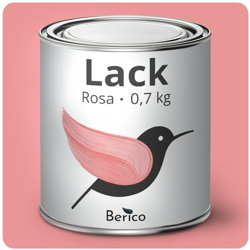 Berico Acryllack - Rosa Lachsrosa Lachsfarben - 0,7 Kg - 4in1 Lack Buntlack Möbelfarbe Möbellack - Für Innen und Außen - Holz, Möbel, Metall & Fliesen