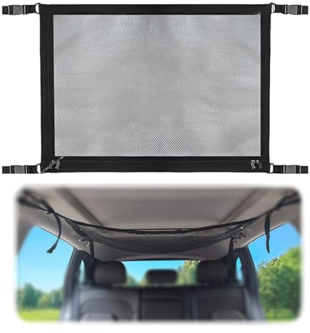 COYUN 1 pcs Filet de Rangement Voiture, Filet à Bagages Universel pour Toit de Voiture, Filet de Rangement Toit, Universel Maille Sac, pour à la Plupart des Véhicules Courants, SUV, Van, Jeep