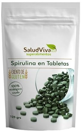 Spirulina en Tabletas Bio 125g (260 Tabletas) Salud Viva | Superalimento Verde | Fuente de Proteína y Hierro | Vegano y Ecológico