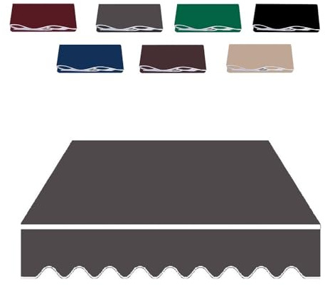 11,5x10 fot infällbart solskydd markisöverdrag ersättning uteplatsmarkis ersättning tyg utomhus solskydd kanvas, blå svart kaki (grå, 2,5x2 m/8x6,5 fot)(Grey,6x3m/20x10ft)