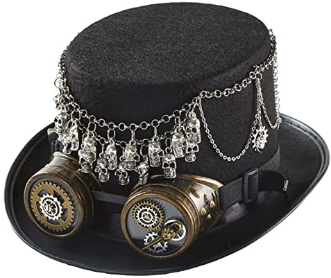 Oxtxuzdm Steampunk Cappelli A Top Per Gli Uomini Con Occhiali Da Viaggiatore Del Tempo Cappello Accessori di Halloween Cappello Steampunk Top Cappelli Con Occhiali