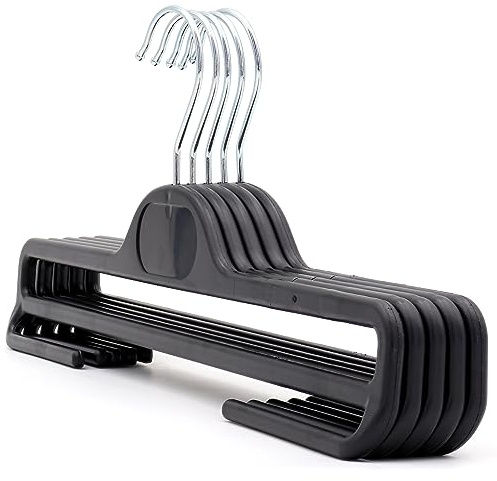 The Hanger Store 10 Black Plastic Coat Hangers with Bar for Trousers-Choose Pack Size & Colour