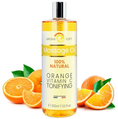 Body Massage Oil, Orange and Vitamin C Soft Aroma, 100% Natural Skin Lubricant for Couples, Aromatherapy | Non-Greasy, Paraben-Free | Beauty Oil Moisturiser, 200 ml