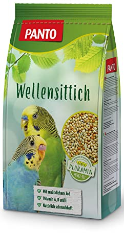 PANTO Wellensittichfutter mit Pluramin 5X 1 kg - artgerechte Saatenmischung für Wellensittiche, Vogelfutter mit natürlichem Jod