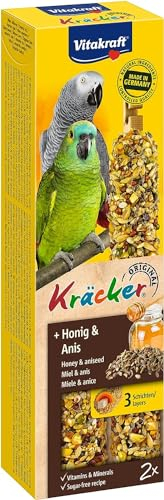 Vitakraft Kräcker, mit Honig und Anis, Knabberstangen für Papageien, ohne Zuckerzusatz (1x 2 Stück)