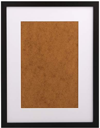 Frame Company Allington Black 16x12 Frame with White Mount for 12x8 | Fits a 12x8 image with mount or a 16x12 image without mount, Frame size 16x12, Overall approx 17.6x13.6, Real Glass Front