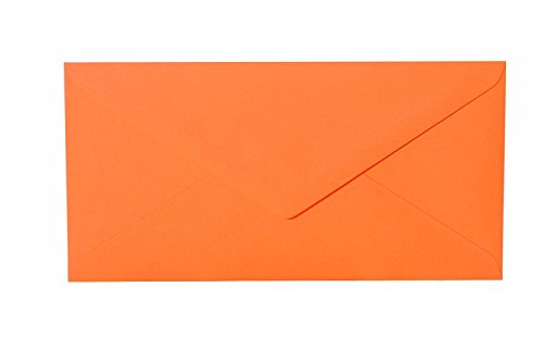 Paper24 50 hochwertige Briefumschläge mit Dreieckslasche 120g DIN lang (11x22cm), Farbe: 22 orange