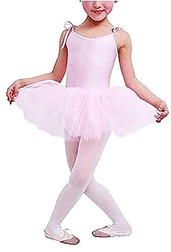 Tutu Danza Classica Bambina Rosa Body Ballerina Gonna 3 Fili Tulle Balletto Tg 130 Bretelle Regolabili Costume Elegante Festa