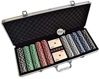 HAN'S DELTA Poker Chip Set 11.5 Gram for Texas Holdem, Blackjack, Casino Gambling with Aluminum Case, Cards, Dealer Button (Choose 300 or 500 Chips Set) (500 Chips Set)