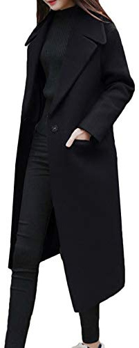 Minetom Manteaux Femme Hiver Chaud Gilet Bouton Épais Blouson Manches Longues Blazer Long Parka Trench Coat Veste avec Poches C Noir 44