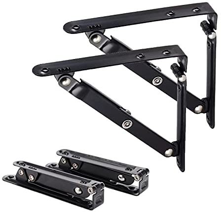 Generic 2 Stück Regalwinkel, 150 mm, zusammenklappbar, Wandhalterung, faltbar, Winkel für Regale in 90-Grad-Winkel, zusammenklappbar, aus Metall (6 Zoll)