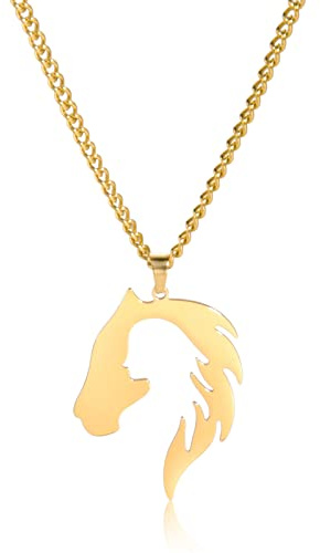 LIKGREAT Flicka och häst hänge halsband hästälskare halsband charm vänskap smycken rostfritt stål hästgåvor för flickor kvinnor födelsedag årsdag, adjustable, Rostfritt stål, Ingen ädelsten